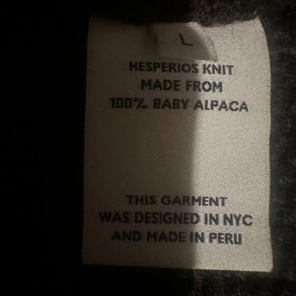 Hesperios Faro Sweater Unisex Heather Grey Brown Baby Alpaca Rice Weave Size L - Picture 6 of 8